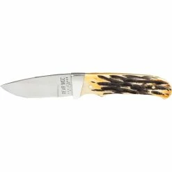 Buy 🎁 Bear & Son Cutlery Genuine India Stag Bone Drop Point Skinner Knife With Sheath 👍