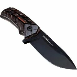 Best Pirce 🎉 Woox Rock 62 X Grip Black Blade Micarta Brown Handle Knife 🌟